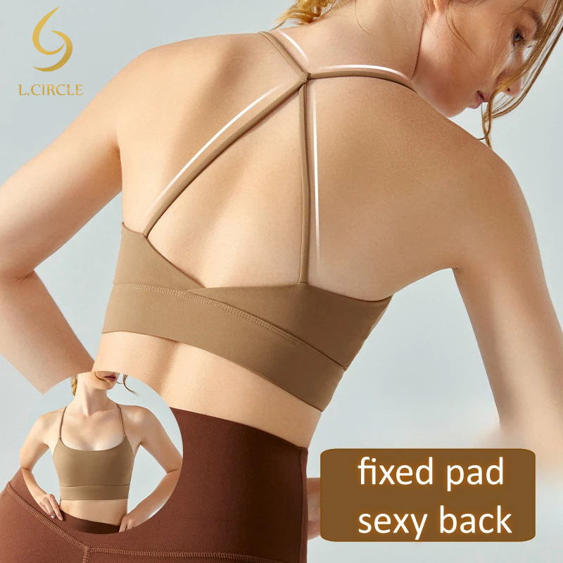 L.CIRCLE Yoga Sports Bra Fixed Pads สายสปาเก็ตตี้เซ็กซี่