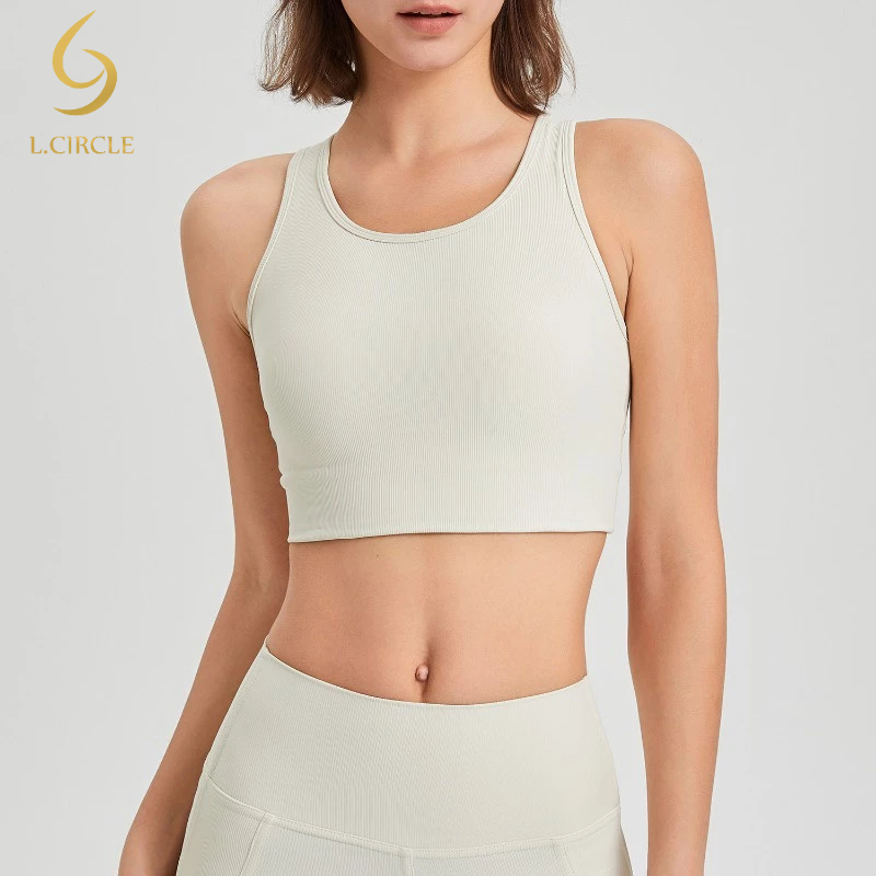 L.CIRCLEfixed ชุดชั้นในกีฬาเบาะผู้หญิงกันกระแทกวิ่งออกกําลังกายเสื้อกั๊กโยคะ - รูปที่ 5