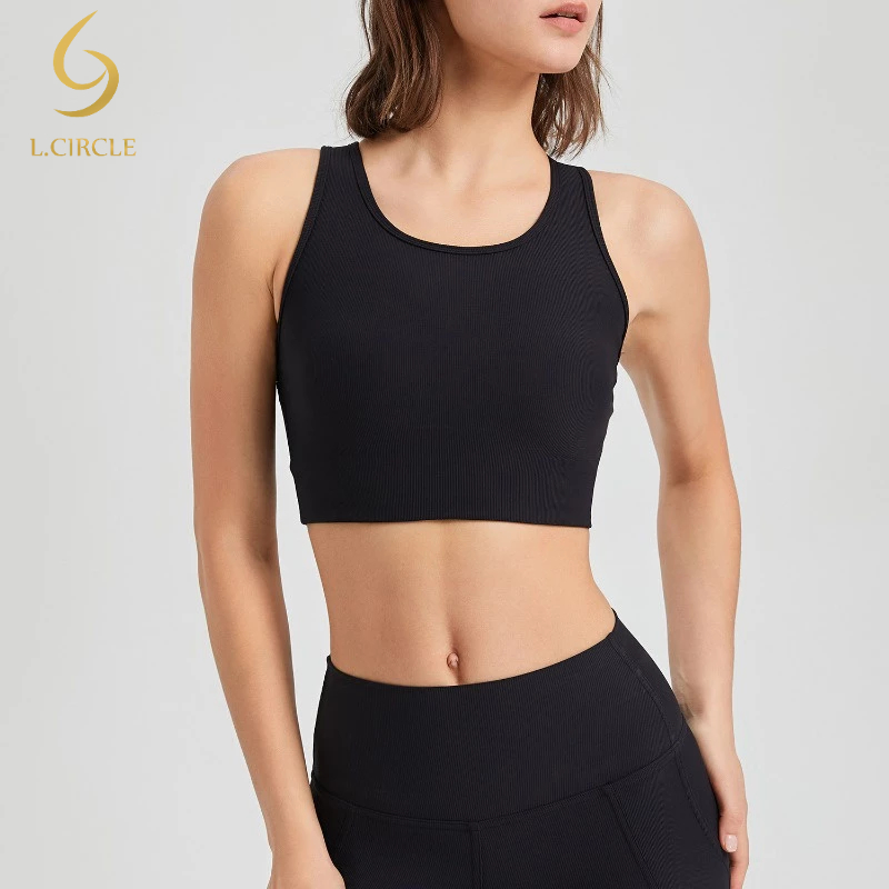 L.CIRCLEfixed ชุดชั้นในกีฬาเบาะผู้หญิงกันกระแทกวิ่งออกกําลังกายเสื้อกั๊กโยคะ - รูปที่ 6