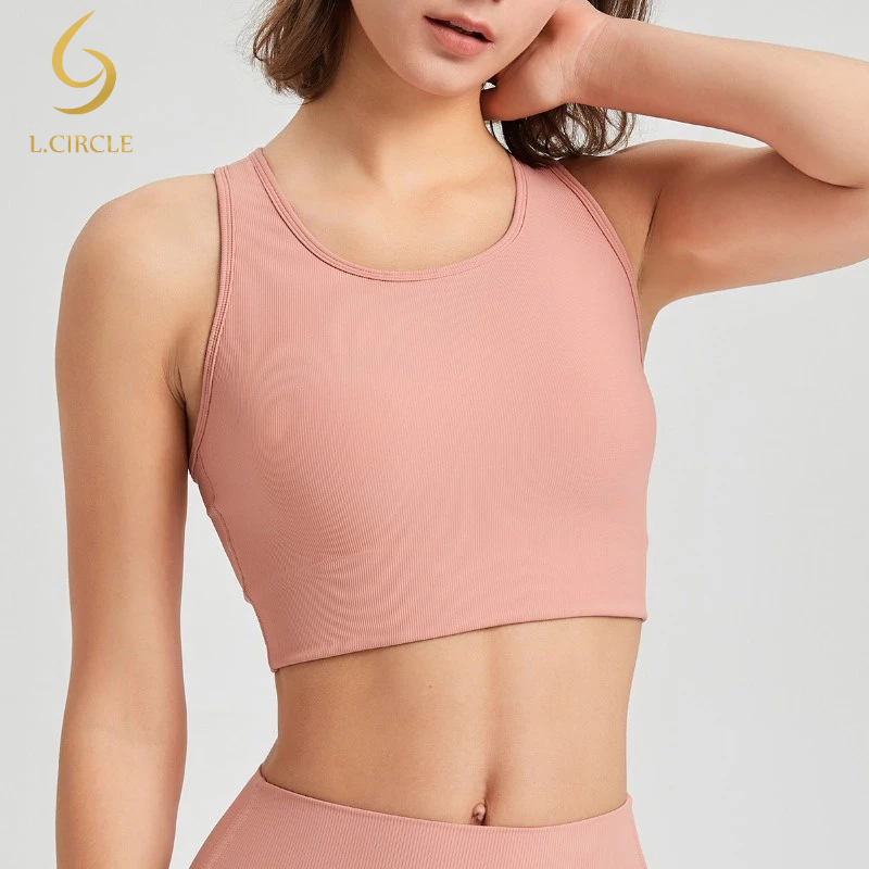 L.CIRCLEfixed ชุดชั้นในกีฬาเบาะผู้หญิงกันกระแทกวิ่งออกกําลังกายเสื้อกั๊กโยคะ - รูปที่ 4