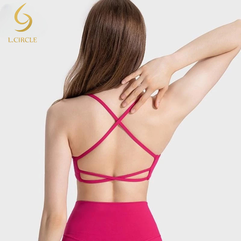 L.CIRCLESports Yoga Bra Nude รวบรวมกันกระแทกผู้หญิงความงามกลับวิ่งออกกําลังกาย