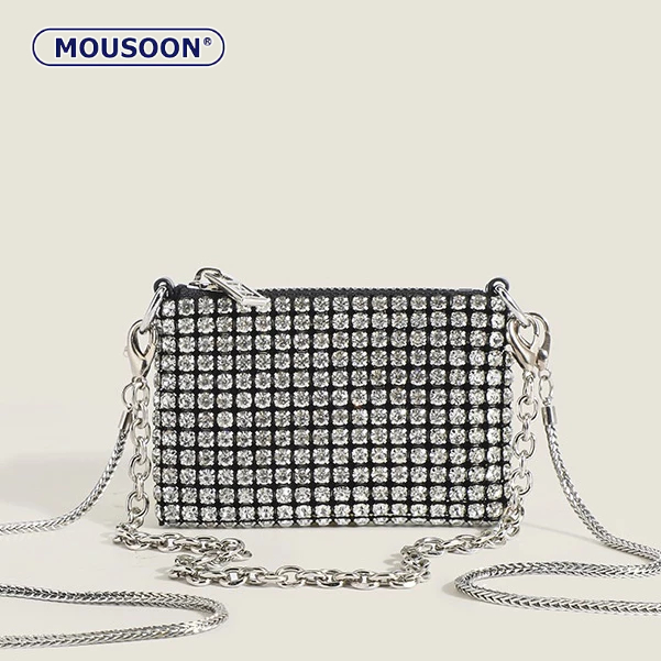 กระเป๋าสะพายไหล่ผู้หญิง Mousoon กระเป๋าคลัทช์ Rhinestone