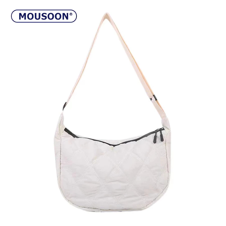 Mousoon กระเป๋าสะพายข้างผู้หญิง Rhombus ด้ายปักกระเป๋าถือแฟชั่นความจุขนาดใหญ่