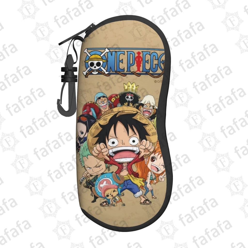 กล่องใส่แว่นตากันแดด แบบนิ่ม แต่งซิป น้ําหนักเบาพิเศษ แบบพกพา ลายการ์ตูนลูฟี่ วันพีช