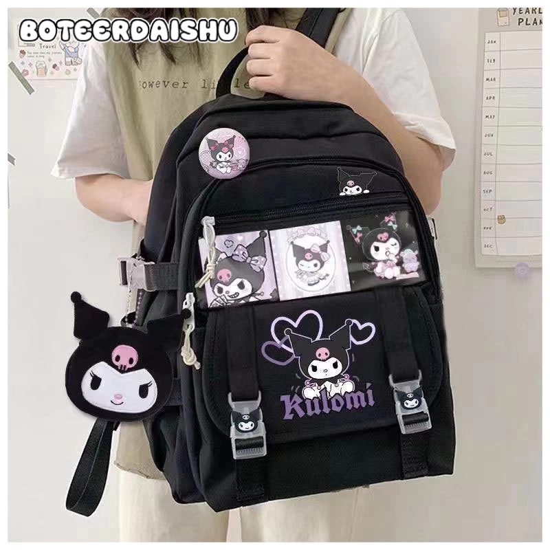 BOTEERDAISHU Kuromi Co กระเป๋าเป้สะพายหลัง กระเป๋านักเรียน ความจุขนาดใหญ่ สําหรับเด็กผู้หญิง