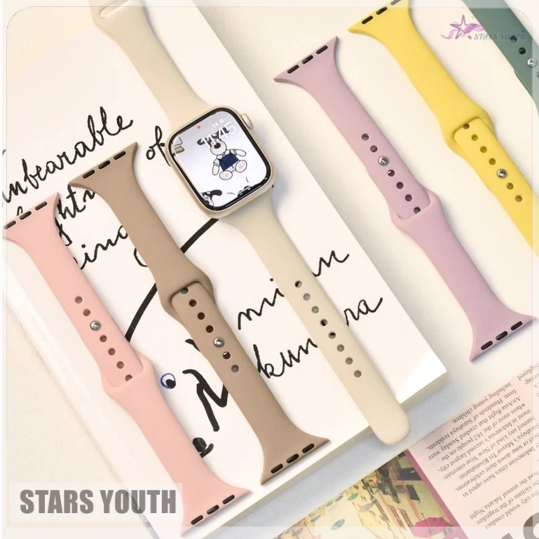 【23 สี】สายนาฬิกาข้อมือยางนิ่ม แบบบาง สีแคนดี้ สําหรับ iwatch 45 มม. 41 มม. 49 มม. 44 มม. 40 มม. 46 มม. 42 มม. iwatch series 10 9 8 7 6 5 SE 4 3 2