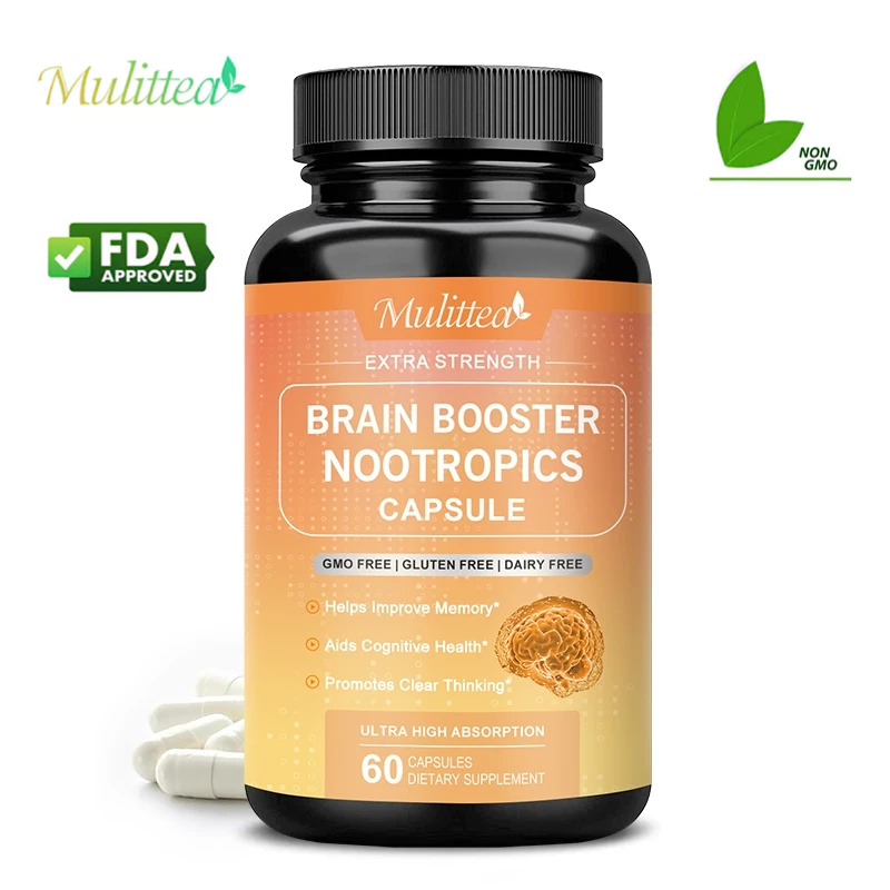 Mulittea  Brain Booster Nootropics Hard Capsules วิตามินบี 12 เครื่องกระตุ้นสมอง นูโทรปิกส์ โรคเอดส์ สุขภาพทางปัญญา, อาหารเสริมหน่วยความจำ Nootropic เพื่อสุขภาพสมอง & การผสมผสานประสิทธิภาพ, พลังงาน & วิตามิน