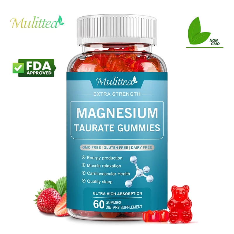 Mulittea Magnesium Taurate Sodium 1800MG Gummies แมกนีเซียมทอเรต 1800 มก. โซเดียม สุขภาพหัวใจกล้ามเนื้อฟังก์ชั่นสนับสนุนอารมณ์