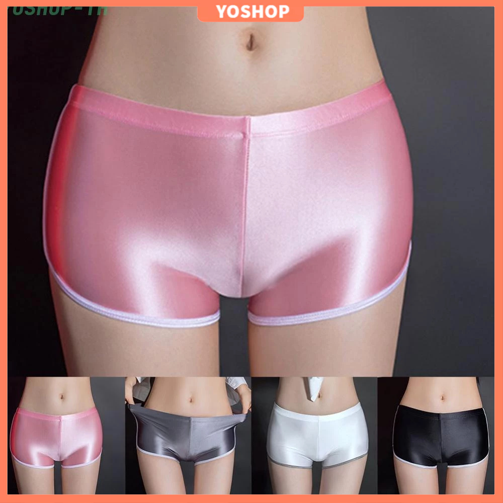 กางเกงขาสั้น เซ็กซี่ แวววาว ทุกฤดูกาล สีพื้น ยืดหยุ่น เงางาม ใช้ได้ทุกวัน สําหรับผู้หญิง