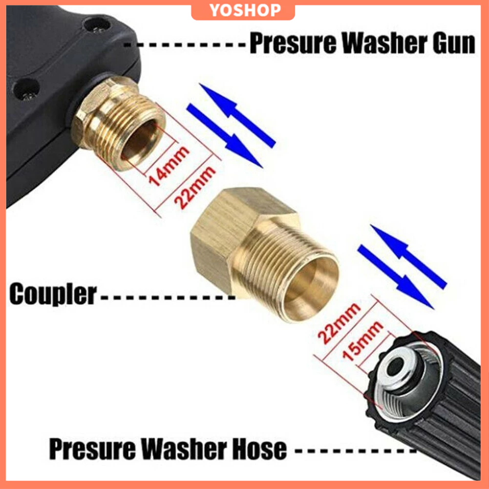 Yop อะแดปเตอร์เกลียวตัวผู้ M22 15 มม. เป็นตัวเมีย M22 14 มม. ทองเหลือง