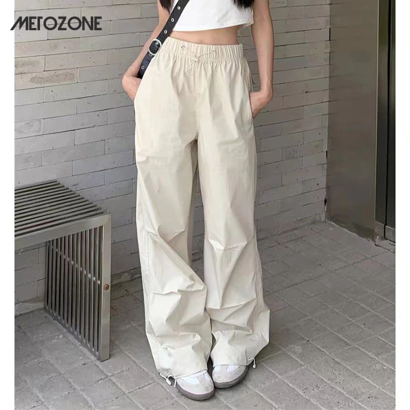 Metozone ชุดเอี๊ยมลําลอง เอวสูง ทรงหลวม สไตล์อเมริกัน