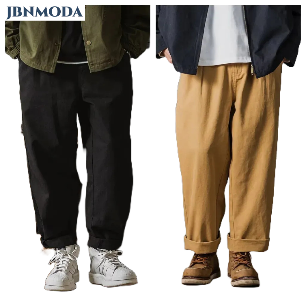 กางเกงขายาวลําลอง ทรงหลวม แนวตรง ขนาดใหญ่ สีพื้น สไตล์ญี่ปุ่น สําหรับผู้ชาย ไซซ์ M - 5xl