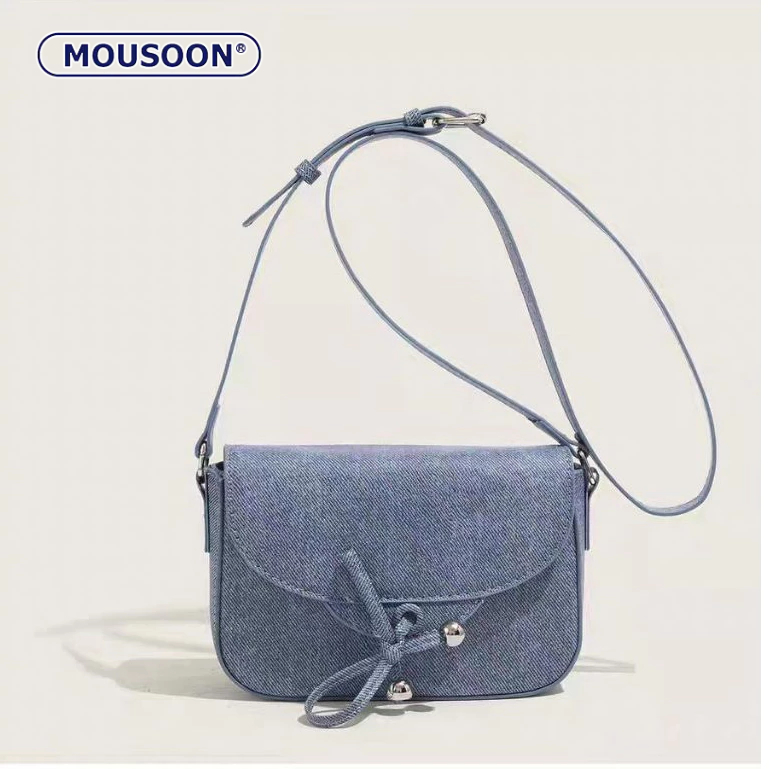 Mousoon กระเป๋าสะพายข้างผู้หญิงเกาหลีอเนกประสงค์ Instagram Bow กระเป๋าสะพายสี่เหลี่ยมเล็กย้อนยุคยุโรปและอเมริกา