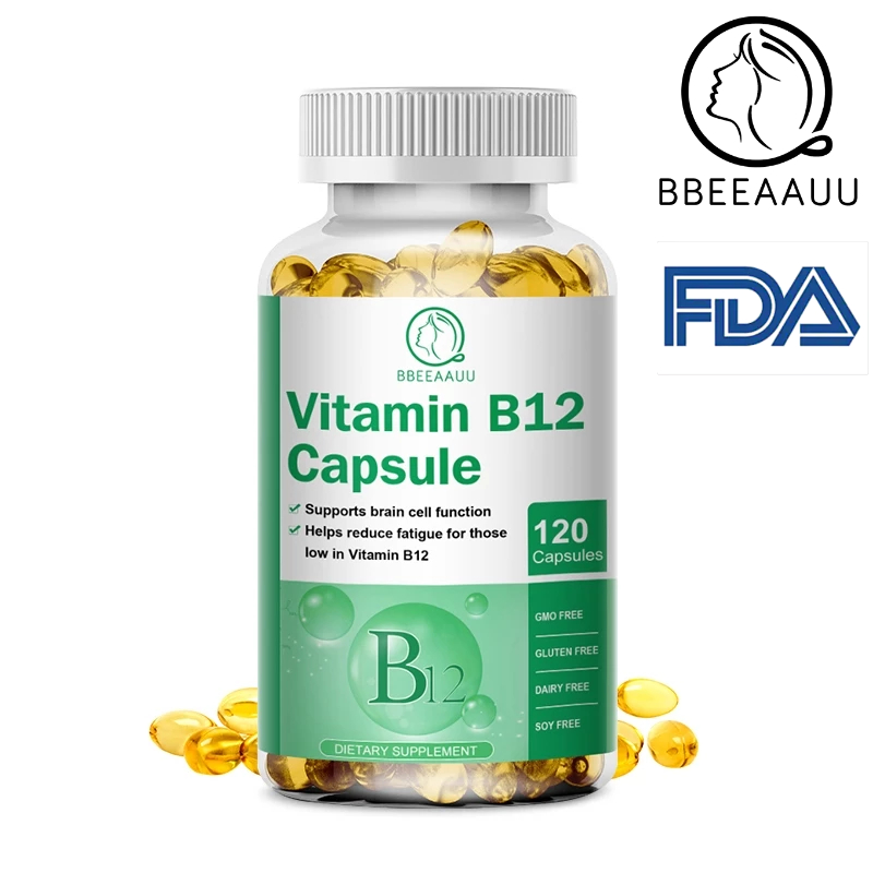 【BBEEAAUU】 Vitamin B12 -500mcg วิตามินบี 12 แคปซูล ช่วยลดความเมื่อยล้า ช่วยรักษาระบบประสาทให้แข็งแรง สนับสนุนสุขภาพหัวใจ สําหรับผู้ชายและผู้หญิง