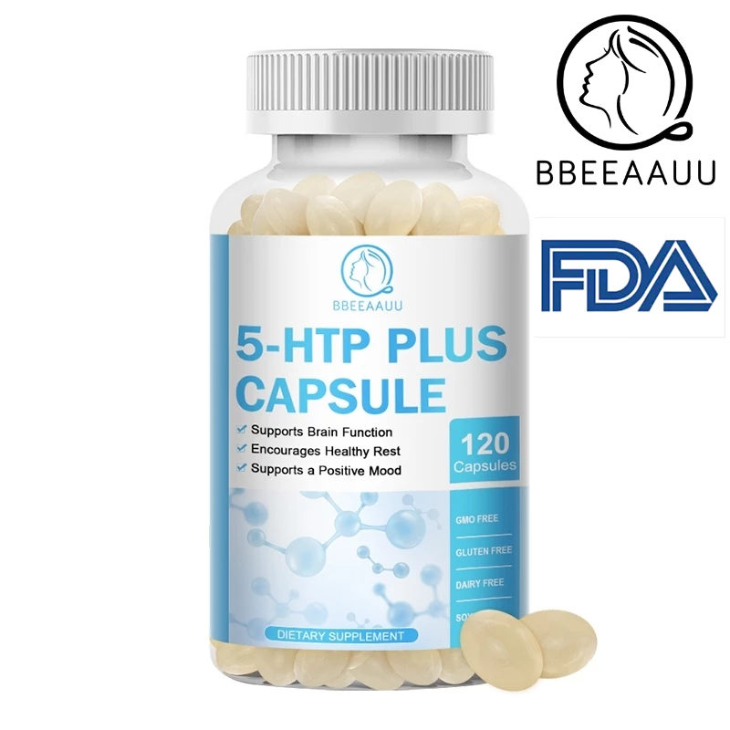 【BBEEAAUU】 5-HTP- Plus 200mg 120 แคปซูล แคปซูล รองรับอารมณ์และการนอนหลับที่ดีขึ้น รองรับความสงบและการผ่อนคลาย ผลิตจากสมุนไพรธรรมชาติ สําหรับผู้ชาย และผู้หญิง อาหารเสริม