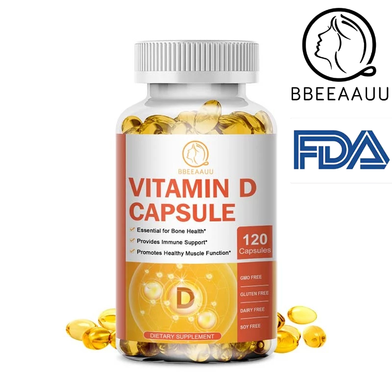 【BBEEAAUU】 แคปซูลวิตามินดี Vitamin D -5000IU วิตามินดี ให้การสนับสนุนภูมิคุ้มกัน ส่งเสริมการทํางานของกล้ามเนื้อ เพื่อสุขภาพกระดูก สําหรับผู้ชาย และผู้หญิง