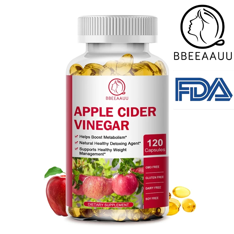 BEAU Apple Cider Vinegar-1000mg  120 แคปซูล น้ําส้มสายชูแอปเปิ้ลไซเดอร์ ช่วยควบคุมความอยากอาหาร ลดการดูดซึมคาร์บูเรเตอร์ ระดับคอเลสเตอรอลที่ดีต่อสุขภาพ ระบบภูมิคุ้มกัน สําหรับผู้ชายและผู้หญิง