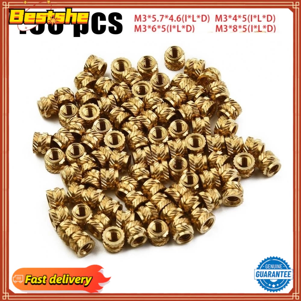 【Bestshe】Industrial Threaded Insert Copper Nuts M3 Nuts Threaded Insert Tuba Knurled Nut