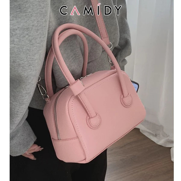 Camidy กระเป๋าสะพายไหล่ ทรงสี่เหลี่ยม ขนาดเล็ก แบบพกพา สีชมพู แฟชั่นสําหรับสตรี