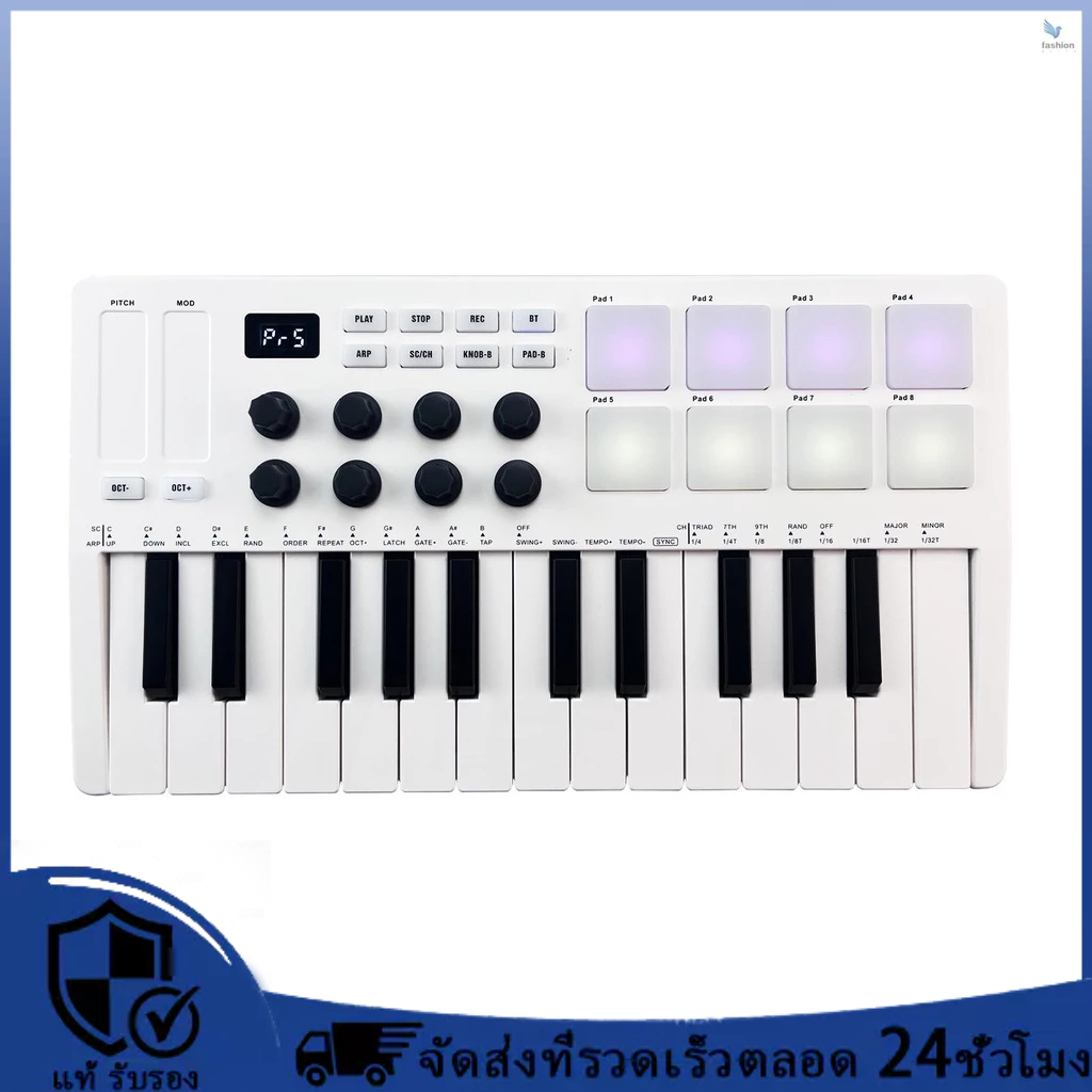 {Fash } M-vave 25-Key MIDI Control Keyboard Mini Portable USB Keyboard MIDI Controller with 25 Velocity Sensitive Keys 8 RGB Backlit Pads 8 Knobs