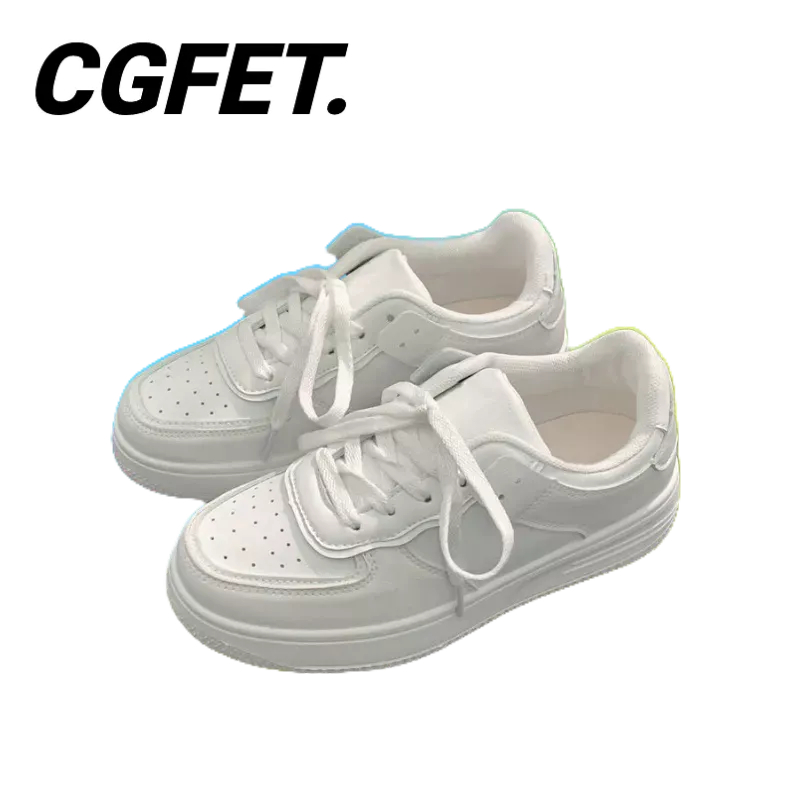 CGFET.รองเท้าลําลอง พื้นหนา สีขาว สําหรับผู้หญิง นักเรียน