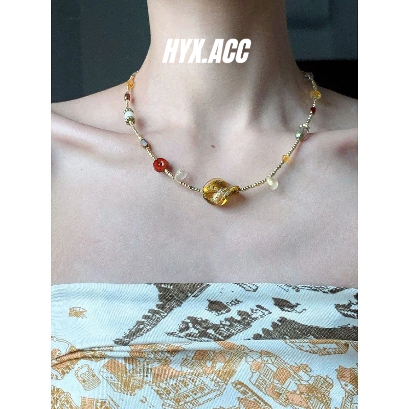 สร ้ อยคอผู ้ หญิง สร ้ อยคอโบราณ สร ้ อยคอหินสีวินเทจ