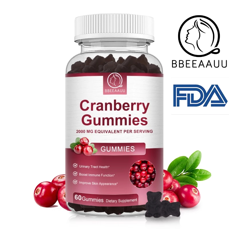 【BBEEAAUU】 Cranberry 60 Gummies --2000mg ผลิตภัณฑ์เสริมปัสสาวะ เสริมสุขภาพผิว กระเพาะปัสสาวะ สําหรับ