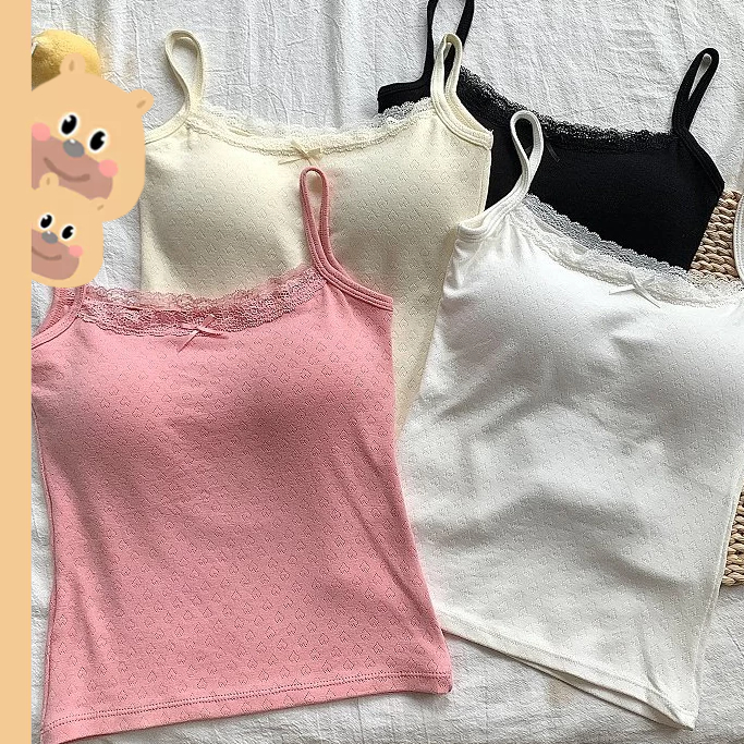 bearbra Babes เซ็กซี่ลูกไม้เย็บ camisole ท็อปส์ซูสําหรับผู้หญิงฤดูร้อนชุดชั้นในท็อปส์ซู