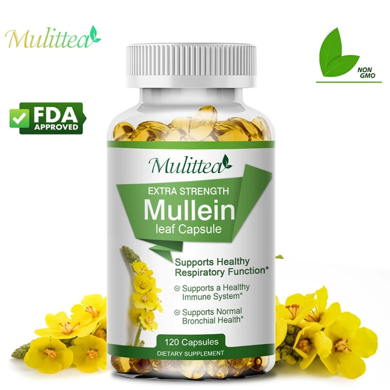 Mulittea Extra Strength Mullein Leaf Capsules ใบมัลลีน แคปซูล รองรับการทำงานของระบบทางเดินหายใจและระบบภูมิคุ้มกันที่ดี สุขภาพหลอดลมปกติ