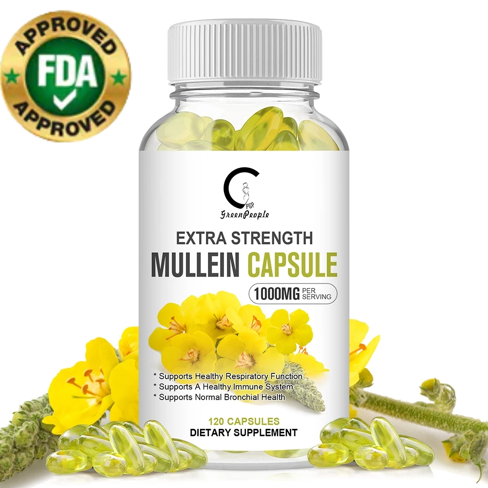 【GPGP Greenpeople】Mullein Capsule-1000MG,Bronchitis Support,Mucus Relief, Cold and Cough Support,Mig