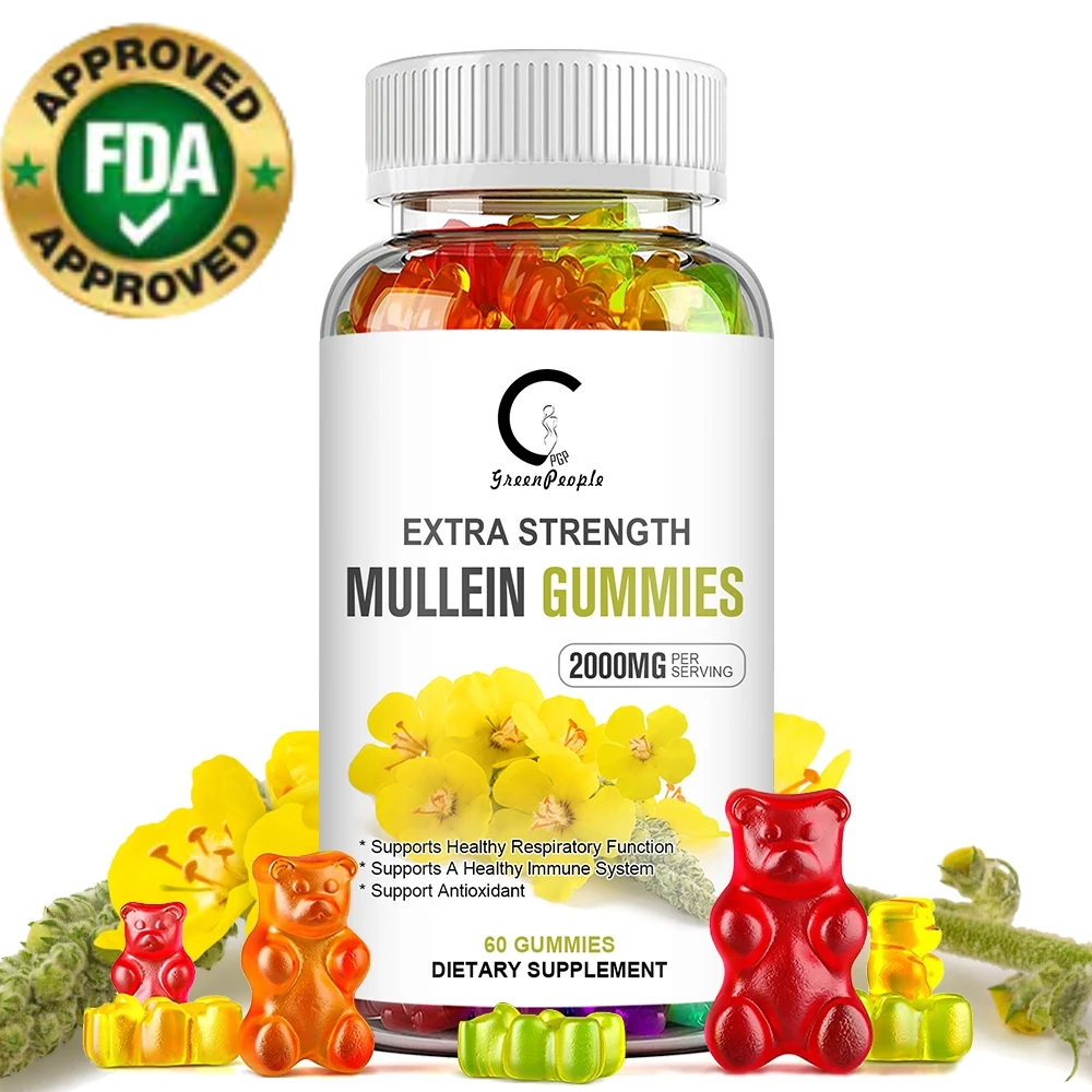Gpgp Mullein Gummies-2000MG, Respiratory Support,Astma Support,Digation Support,Bronchitis Support,Pulmonary Function Support,สําหรับผู้ชายและผู้หญิง