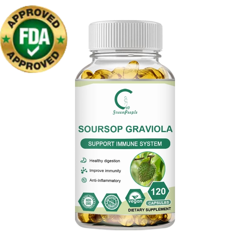 【GPGP Greenpeople】 Organic Soursop Graviola 1000mg,vitamin C,Healthy Digestion,Anti-Inflammation,Radiant skin,Antioxidant,เหมาะสําหรับคนที ่ กําลังมองหาผิวที ่ ดีขึ ้ น