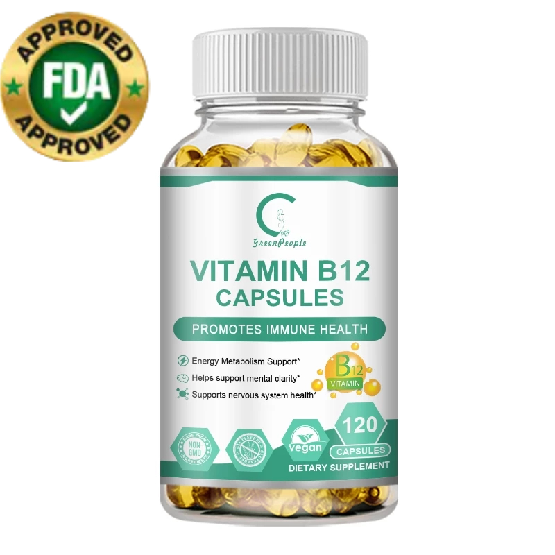 Gpgp Vitamin B12 120 Capsules - วิตามินบี12 1000mcg ช่วยลดความอ่อนล้า บำรุงระบบประสาทและสมอง - อาหารเสริมสำหรับผู้ใหญ่