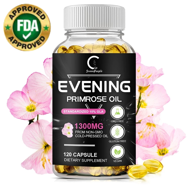 【GPGP Greenpeople】 Evening Primrose Oil,1300mg,GLA,Omega-6Healthy Skin,Hormone Balance,Healthy Hair,Anti-Inflammatory,GLA รองรับวัยหมดประจําเดือน, เป ็ นประโยชน ์ ต ่ อสุขภาพของผู ้ หญิง