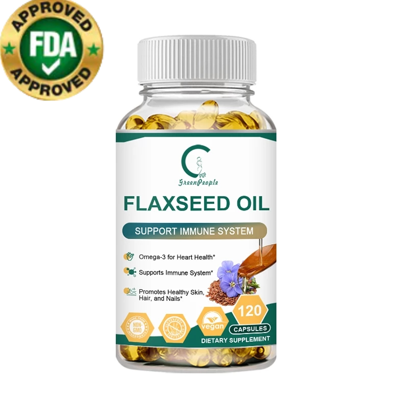 Gpgp Flaxseed Oil 1200mg, 120Capsules,Omega-3 720mg,Omega-6 120mg,Omega-9 140mg,Heart Health,immune,Skin, Strong Hair & Nails,Brain & Cognitive,สําหรับผู้ชายและผู้หญิง
