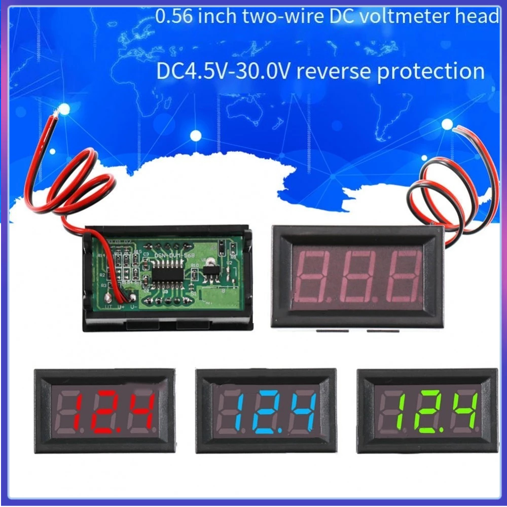 【AMZ】วัดโวลท์ DC วัดไฟ 4.5 ถึง 30 โวลท์DC 0.56 นิ ้ ว LED Digital 2-line