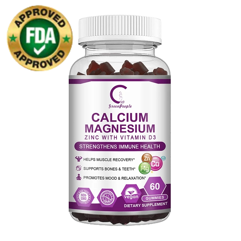 Gpgp แคลเซียมแมกนีเซียมสังกะสีพร้อมวิตามิน D3 60Gummies, Potassium,Elderberry ,Immune Health,Musclem,Strong Bones & Tooth,Mood & Relaxation,Metac Harmony