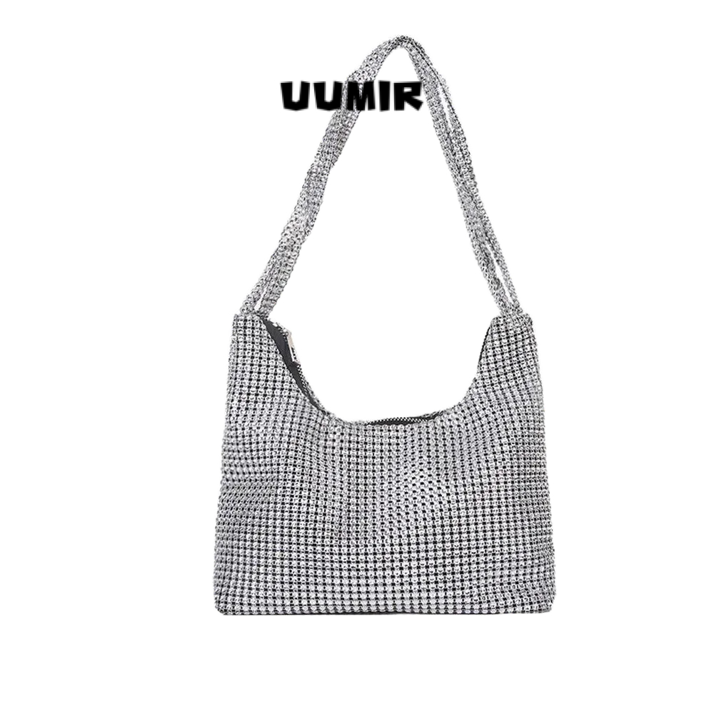 UUMIR   กระเป๋าสะพายไหล่ ประดับลูกปัดเพชร แวววาว สําหรับผู้หญิง