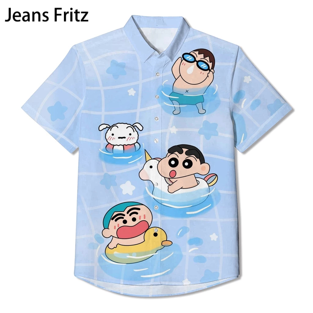 เสื้อเชิ้ตลําลอง ลายการ์ตูนชินจัง แฟชั่นฤดูร้อน