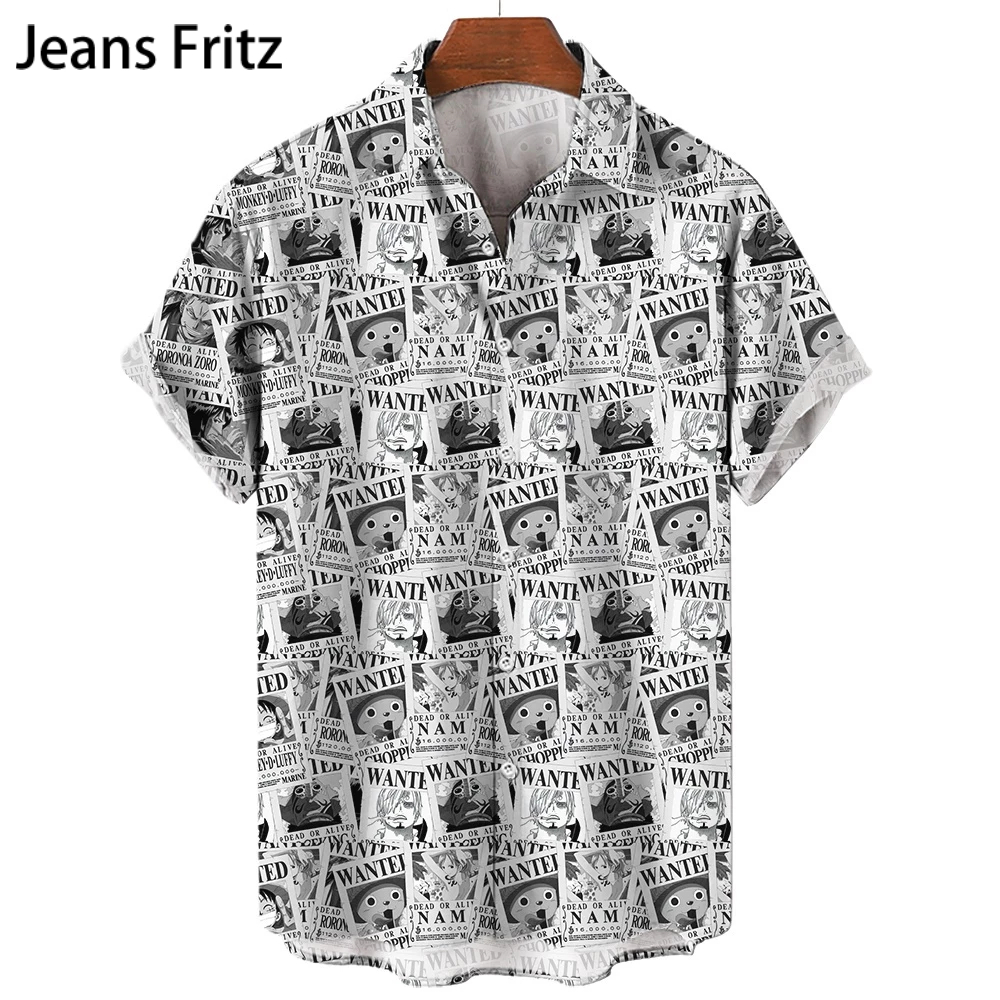 เสื้อเชิ้ตแขนสั้นลําลอง พิมพ์ลาย One Piece Luffy Bounty แฟชั่นฤดูร้อน สไตล์สตรีท สําหรับผู้ชาย