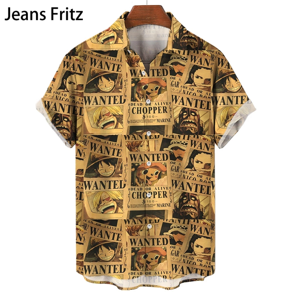 เสื้อเชิ้ตแขนสั้นลําลอง พิมพ์ลาย One Piece Luffy Bounty แฟชั่นฤดูร้อน สไตล์สตรีท สําหรับผู้ชาย