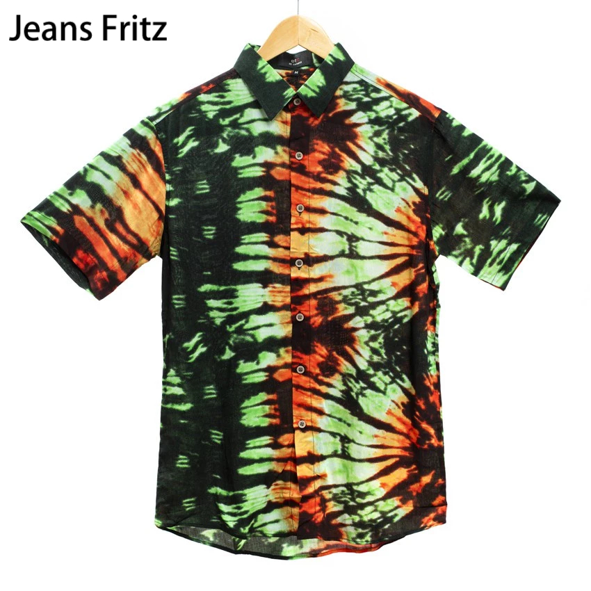 Camisa เสื้อฮาวาย มัดย้อม สีเขียว