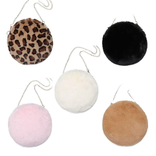 UUMIR  กระเป๋าสะพายไหล่ กระเป๋าถือ ทรงกลม ผ้ากํามะหยี่ขนนิ่ม…