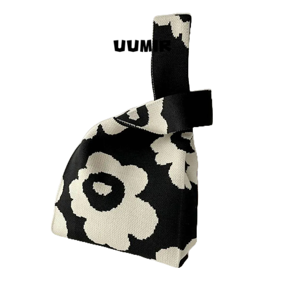 UUMIR กระเป๋าผ้า กระเป๋าถือถัก ลายดอกไม้ แฮนด์เมด สําหรับผู้หญิง