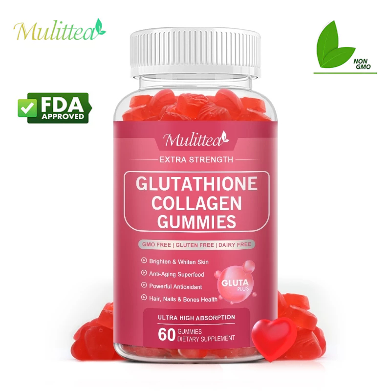 Mulittea Glutathione Collagen Gummies กลูตาไธโอนคอลลาเจน ปรับผิวให้กระจ่างใส ขาวขึ้น ชะลอวัย ต่อต้านอนุมูลอิสระอันทรงประสิทธิภาพ ช่วยลดริ้วรอย ร่องลึก บำรุงเส้นผม เล็บ กระดูก
