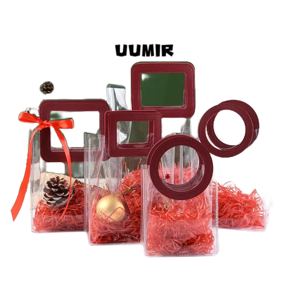 UUMIR กระเป๋าช้อปปิ้ง PVC แบบใส หูหิ้ว ทรงกลม กันน้ํา ทรงสี่เหลี่ยม