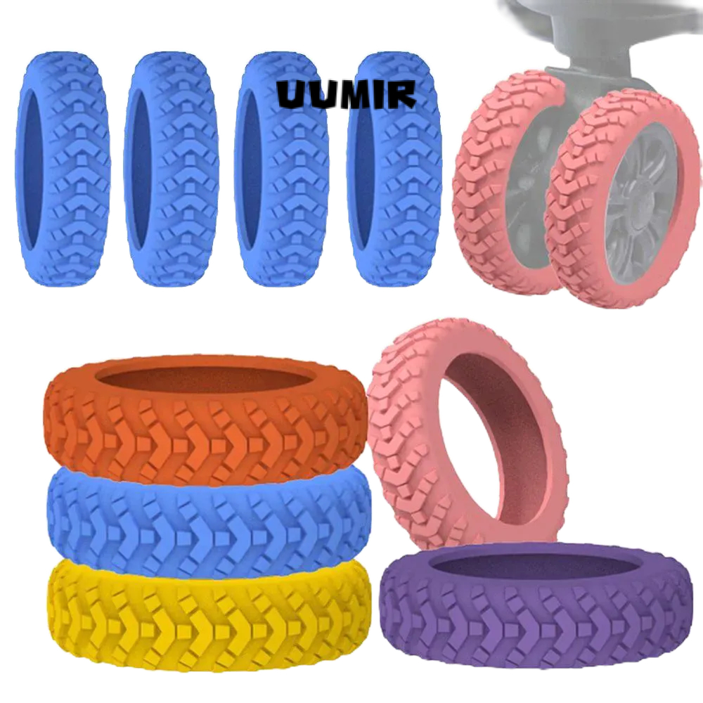 UUMIR  8 ชิ้น ต่อชุด ฝาครอบล้อกระเป๋าเดินทาง ซิลิโคน ลดการสึกหรอ เสียงเงียบ