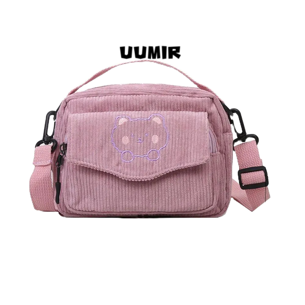 UUMIR กระเป๋าสะพายไหล่ ผ้าลูกฟูก ทรงเมสเซนเจอร์ สําหรับผู้หญิง