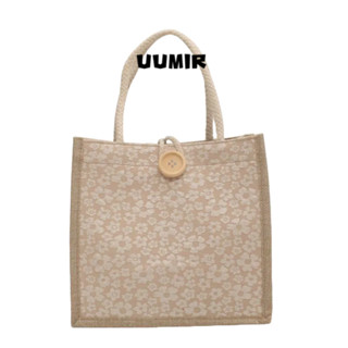 UUMIR  กระเป๋าถือ ทรงโท้ท ผ้าลินิน ใช้ซ้ําได้ สําหรับใส่กล่อ…