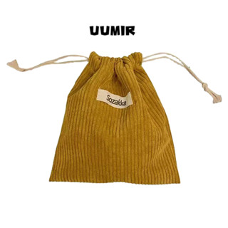 UUMIR  กระเป๋าหูรูด ผ้าลูกฟูก สีพื้น สไตล์วรรณกรรมวินเทจ กระ…